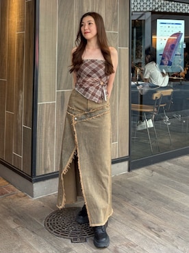 「ベアトップ」｜rinaさん（レディース・162cm）の夏コーディネート