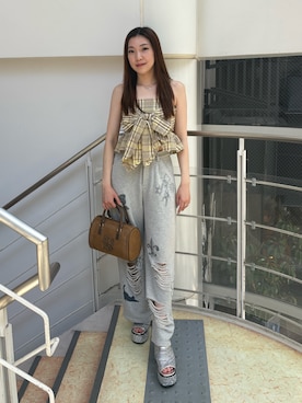 「EVRIS（エヴリス）のアイテム（パンツ）」を使った、rinaさん（レディース・162cm）の夏コーディネート