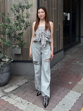 「EVRIS（エヴリス）のアイテム（パンツ）」を使った、rinaさん（レディース・162cm）の夏コーディネート