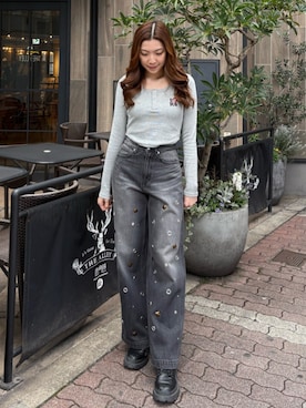 「EVRIS（エヴリス）のアイテム（パンツ）」を使った、rinaさん（レディース・162cm）の春コーディネート