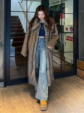 「スリッポン」｜「アイテム（ジャケット/アウター）」を使った、rinaさん（レディース・162cm）の冬コーディネート