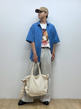 「アイテム（スウェットパンツ）」を使った、RINさん（メンズ・170cm）の夏コーディネート