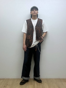 「RAGEBLUE（レイジブルー）のアイテム（ベスト）」を使った、RINさん（メンズ・170cm）の夏コーディネート