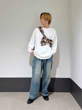 「アイテム（リング、ホワイト系）」を使った、RINさん（メンズ・171cm）の秋コーディネート