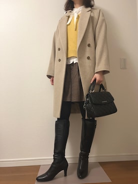 「MICHAEL KORS（マイケルコース）のアイテム（ショルダーバッグ、ブラック系）」を使った、yuka448さん（レディース・164cm）の冬コーディネート