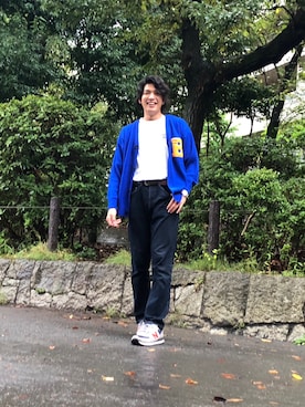 「レタードカーディガン」｜myut  相互さん（メンズ・180cm）の秋コーディネート