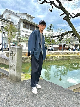 「soerte」｜「アイテム（帽子）」を使った、ZHENさん（メンズ・185cm）の春コーディネート