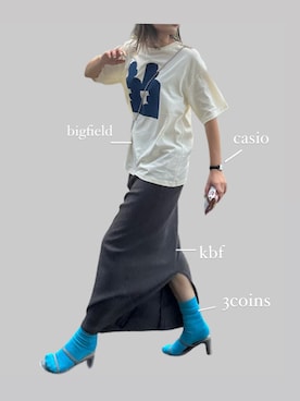 「みんなの白Tフェス」｜「アイテム（アナログ腕時計）」を使った、iriさん（レディース・163cm）の夏コーディネート