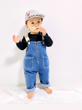 「ディズニー」｜「アイテム（サロペット/オーバーオール）」を使った、なつくんです。さん（キッズ・80cm）の秋コーディネート