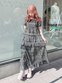 月足天音 merry jenny flower mixイレギュラーワンピース 月足天音 コラボ】flower mixイレギュラーワンピース｜メリー