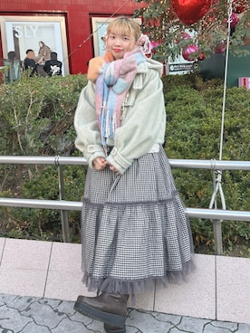 「アイテム（ダッフルコート）」を使った、haruさん（レディース・152cm）の冬コーディネート