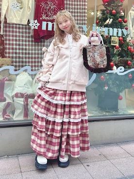 「厚底ブーツ」｜「アイテム（ブルゾン）」を使った、haruさん（レディース・152cm）の冬コーディネート