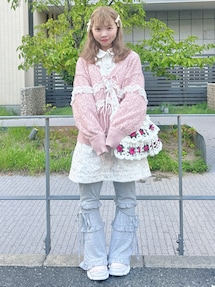 merry jenny 透かし編みフリルニットカーディガン 透かし編みフリルニットカーディガン｜メリージェニーの通販｜&mall