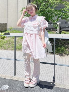 「merry jenny（メリージェニー）のアイテム（シャツワンピース）」を使った、haruさん（レディース・152cm）の夏コーディネート