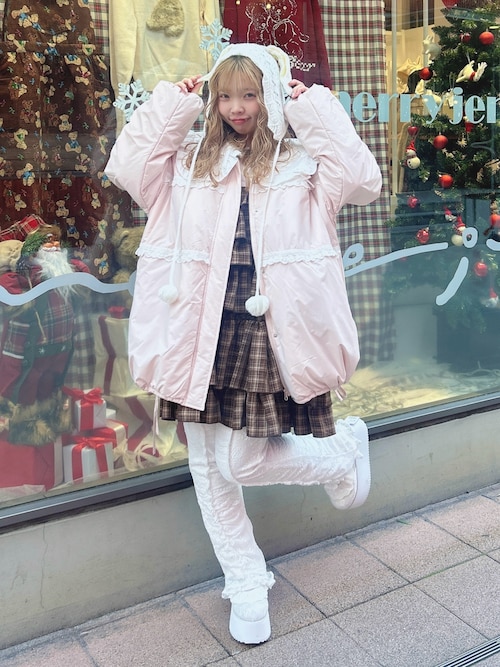 チェックホイップクリームミニワンピース（ワンピース）｜merry jenny