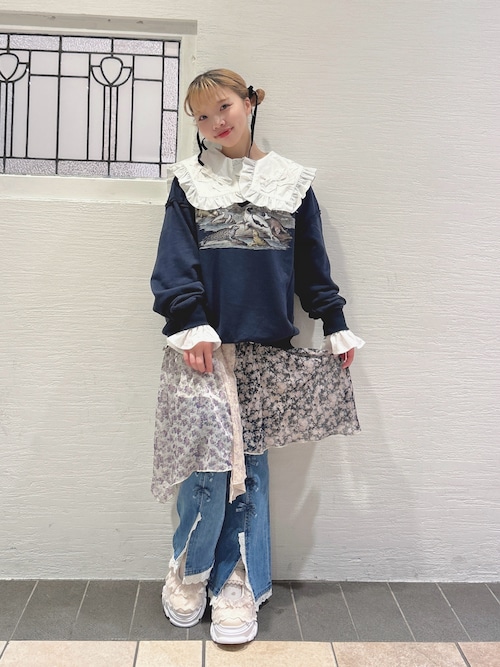 ribbonスリムフレアデニムパンツ（デニムパンツ）｜merry jenny