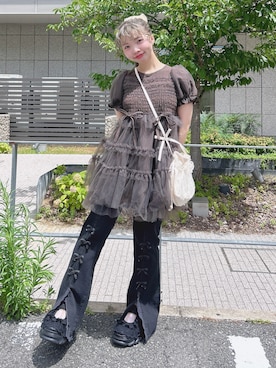 「merry jenny（メリージェニー）のアイテム（ワンピース/ドレス）」を使った、haruさん（レディース・152cm）の夏コーディネート