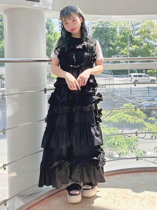 merry jenny ティアードフリルワンピース 黒　ミニ merry jenny ティアードフリルワンピース 黒ミニ