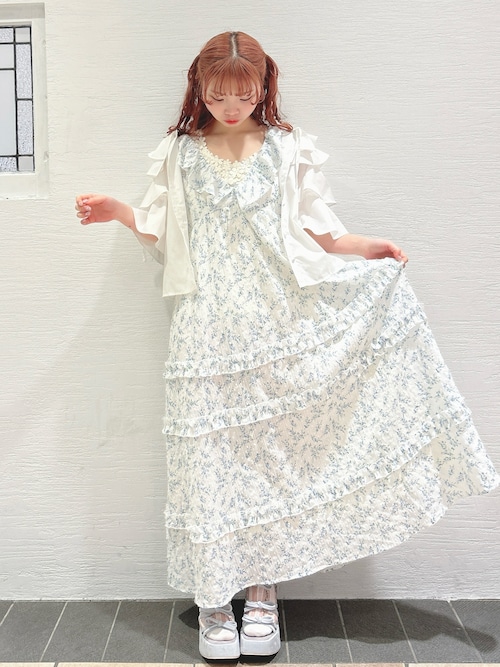 おまとめ承りました❤️3点メリージェニー 花柄フリルロングワンピース Fサイズ セール】flower frillワンピース（ワンピース）｜merry jenny