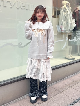 「merry jenny（メリージェニー）のアイテム（スラックス）」を使った、haruさん（レディース・152cm）の秋コーディネート