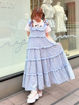 「ネコ」｜「アイテム（ワンピース/ドレス）」を使った、haruさん（レディース・152cm）の春コーディネート