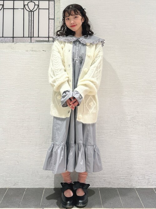 merry jenny ぽこぽこお花ニットカーディガン　ブルー　ニット　花柄 merry jenny（メリージェニー）の「flower gardenニットカーディガン