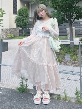 「レーストップス」｜haruさん（レディース・152cm）の夏コーディネート