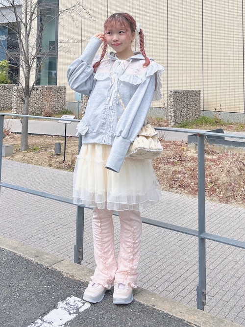frill lace puff hoodie（パーカー）｜merry jenny（メリージェニー