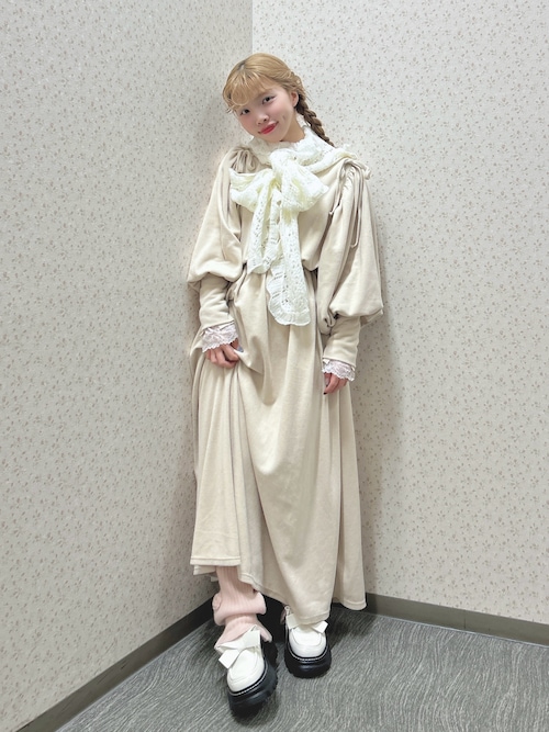 セール】ギャザーギャザーフリースワンピース（ワンピース）｜merry