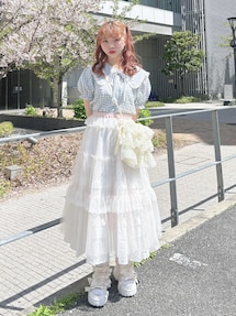 ギンガムレースフレアスカート｜メリージェニー（merry jenny