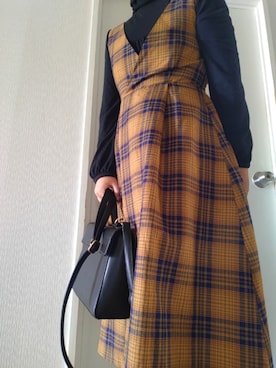 「axes femme（アクシーズファム）のアイテム（ジャンパースカート）」を使った、310さん（レディース・164cm）の秋コーディネート
