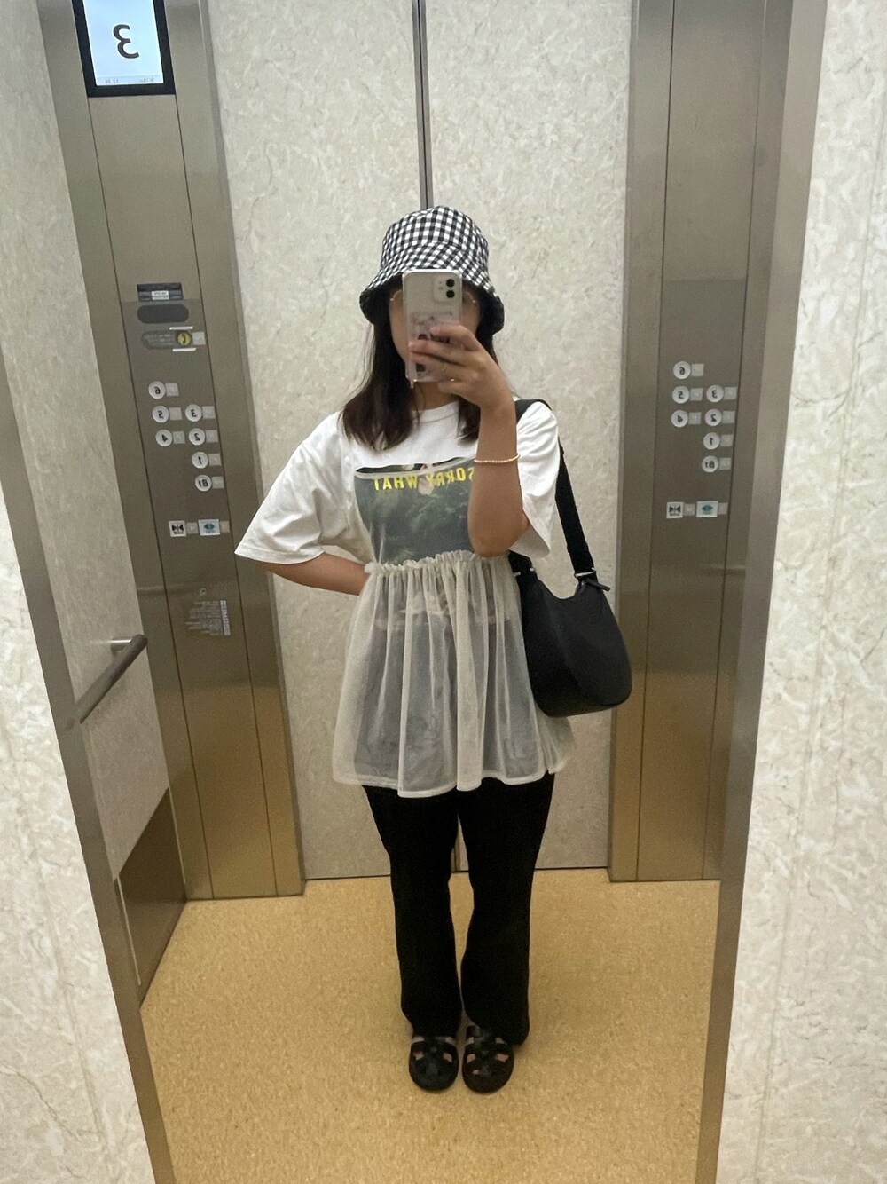 「夏コーデ」｜「RETRO GIRLのアイテム（キャミソール、ホワイト系）」を使った、a‘nca*さん（レディース・156cm）の冬コーディネートの1枚目の写真