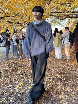 「WYM LIDNM（ウィム バイ リドム）のARTIFICIAL GRAIN SHOULDER BAG（ショルダーバッグ）」を使った、Ryuさん（メンズ・165cm）の秋コーディネート