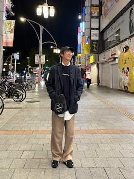 「アイテム（テーラードジャケット）」を使った、NMBさん（メンズ・169cm）の秋コーディネート