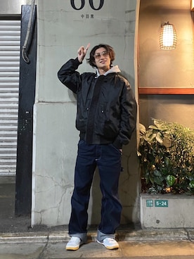 「アイテム（オールインワン・サロペット）」を使った、NMBさん（メンズ・169cm）の秋コーディネート