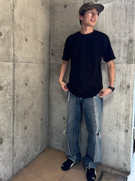 「PRO CLUB （プロクラブ）のアイテム（Tシャツ/カットソー）」を使った、NMBさん（メンズ・169cm）の夏コーディネート