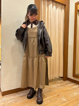 「ehka sopo（エヘカソポ）のアイテム（ブルゾン）」を使った、mechanさん（レディース・160cm）の秋コーディネート