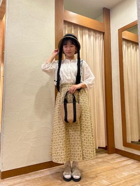 「レトロ」｜「アイテム（帽子）」を使った、mechanさん（レディース・158cm）の春コーディネート