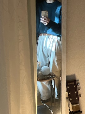 「WYM LIDNM（ウィム バイ リドム）のアイテム（カーゴパンツ）」を使った、rilemさん（メンズ・168cm）の冬コーディネート