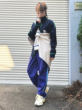 「LACOSTE」｜「アイテム（ジャージ）」を使った、zaitsuさん（レディース・157cm）の秋コーディネート