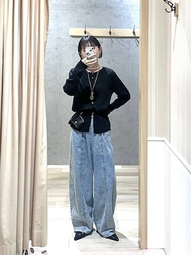 「LEPSIM（レプシィム）のステンレスロングアレンジネックレス　587102（ネックレス、シルバー系）」を使った、ちーさんさん（レディース・154cm）の春コーディネート