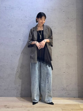 「LEPSIM（レプシィム）のストラップメガネネックレス　638723（ネックレス、シルバー系）」を使った、ちーさんさん（レディース・154cm）の春コーディネート