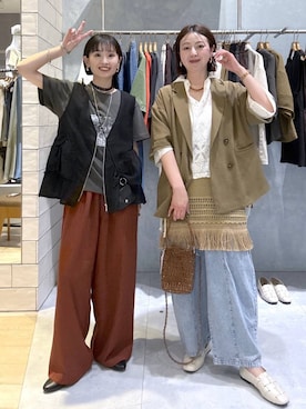 「LEPSIM（レプシィム）のステンレスメガネネックレス　593611（ネックレス、シルバー系）」を使った、ちーさんさん（レディース・154cm）の春コーディネート