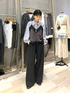 「LEPSIM（レプシィム）のステンレスメガネネックレス　593611（ネックレス、シルバー系）」を使った、ちーさんさん（レディース・154cm）の春コーディネート