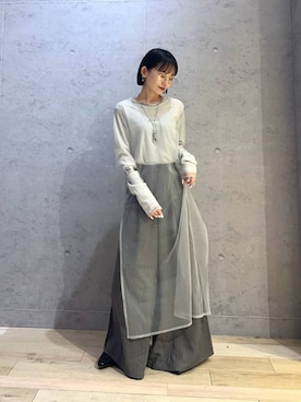 「LEPSIM（レプシィム）のメタル太チョーカー　152672（チョーカー、シルバー系）」を使った、ちーさんさん（レディース・154cm）の春コーディネート