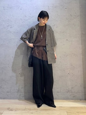 「LEPSIM（レプシィム）のステンレスロングアレンジネックレス　587102（ネックレス、シルバー系）」を使った、ちーさんさん（レディース・154cm）の春コーディネート