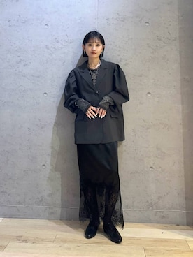 「LEPSIM（レプシィム）のメタル太チョーカー　152672（チョーカー、シルバー系）」を使った、ちーさんさん（レディース・154cm）の春コーディネート
