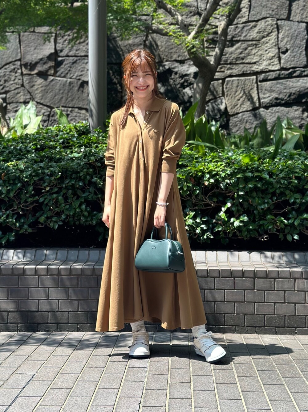 LACOSTE（ラコステ）の「ドルマンスリーブ鹿の子地ドレス / 鹿の子