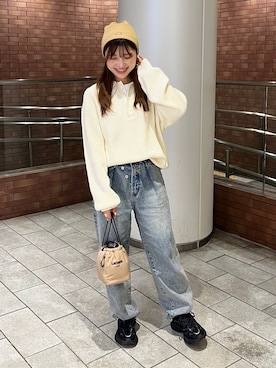 「アイテム（ニットキャップ/ビーニー）」を使った、yoshikawaさん（レディース・152cm）の秋コーディネート