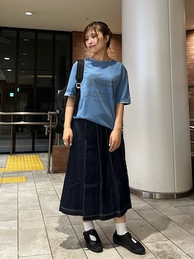 「LACOSTE（ラコステ）のアイテム（Tシャツ/カットソー）」を使った、yoshikawaさん（レディース・152cm）の夏コーディネート